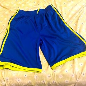 Boys Adidas basketball shorts. Neon striped. Size 14-16